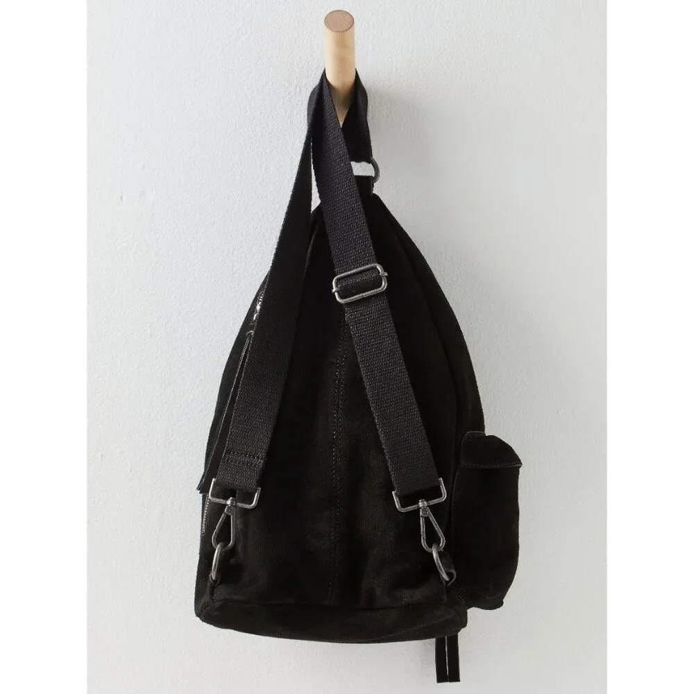 NWT Free People Oxford Suede Sling Black Shoulder Bag